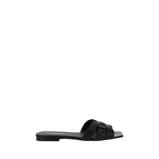 Saint Laurent Schwarze Kalbshaut Bos Taurus Sandalen