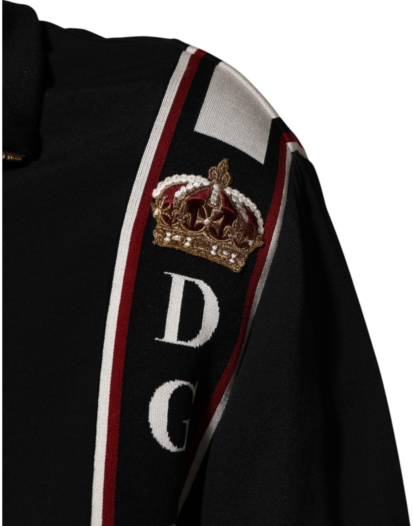 Dolce & Gabbana Schwarzes DG King Sweatshirt mit durchgehendem Reißverschluss Pullover