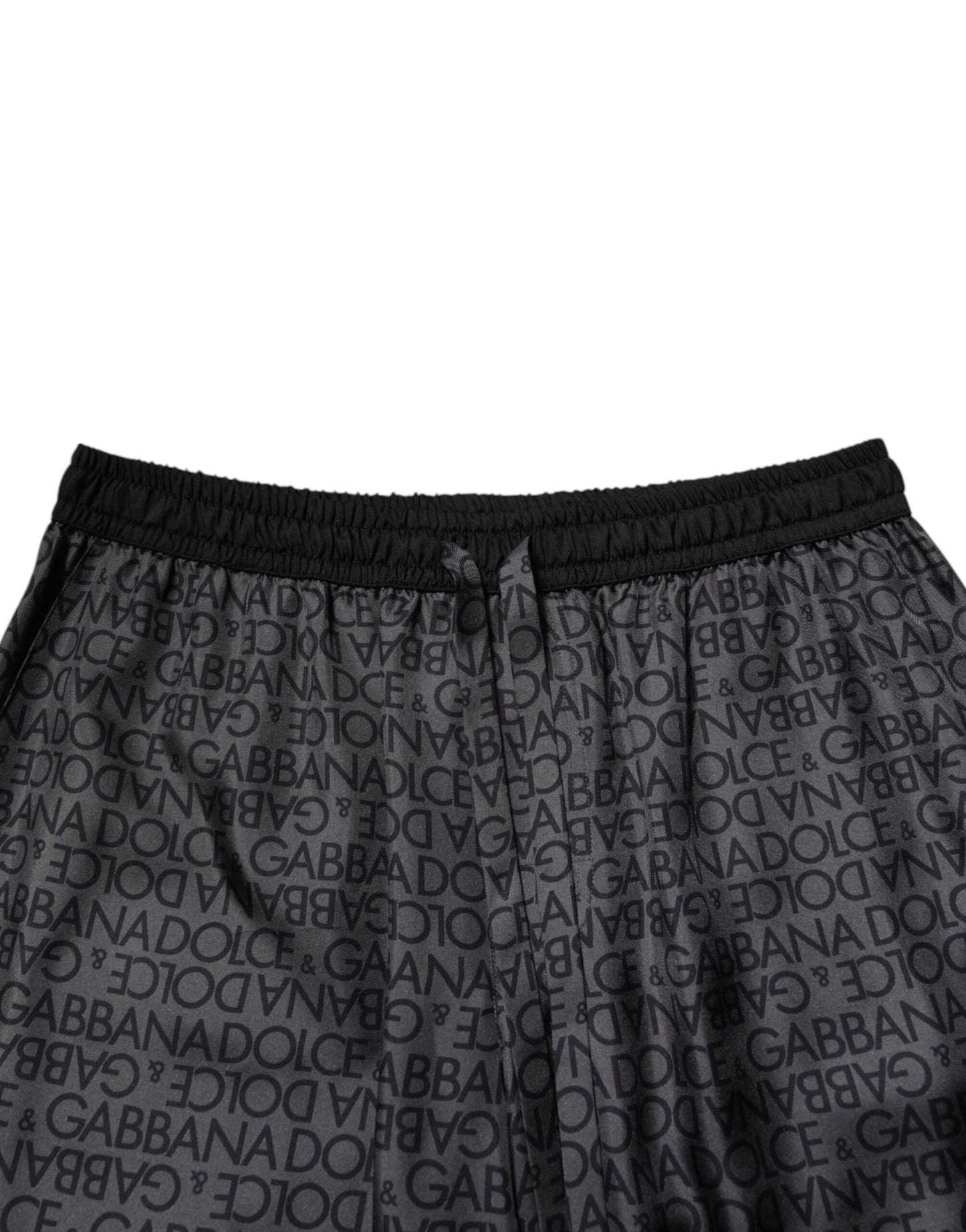Dolce & Gabbana Graue Schwarze Seide DG Logo Herren Bermudashorts