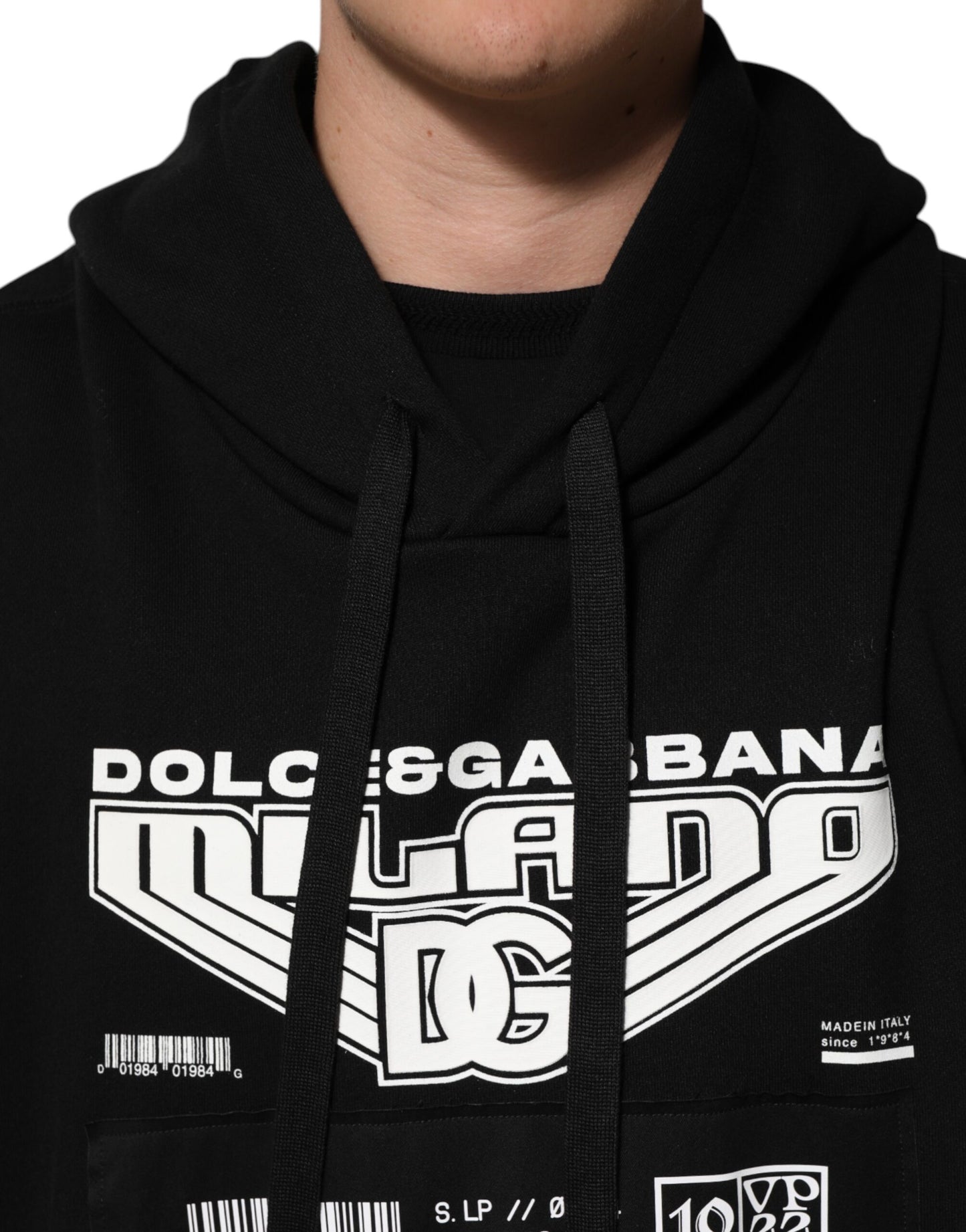 Dolce & Gabbana Schwarzer DG Milano Logo Print Kapuzenpullover aus Baumwolle