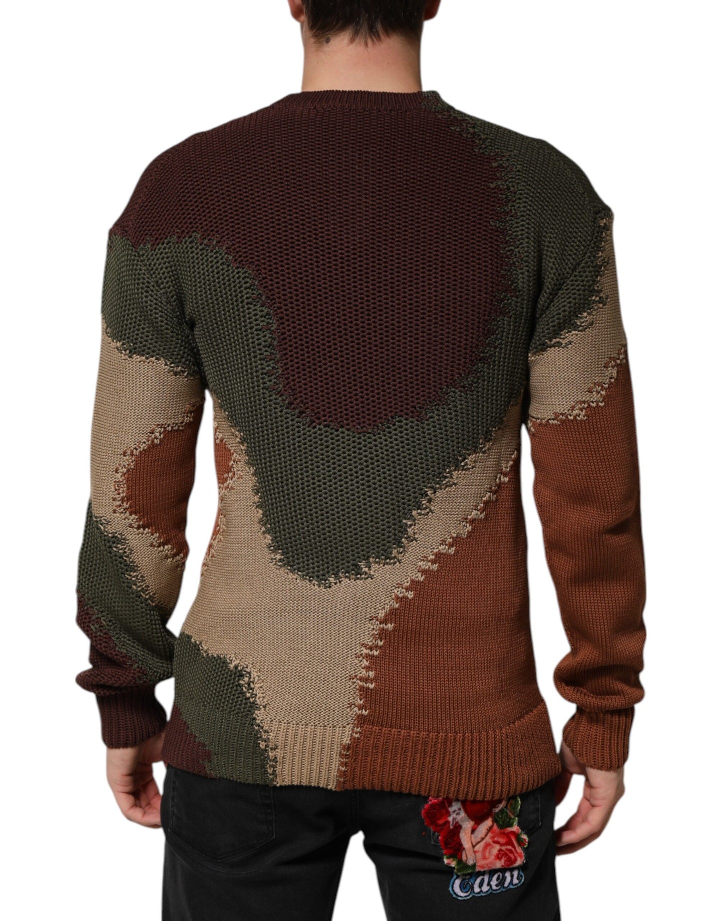Dolce & Gabbana Multicolor Baumwolle Abstrakt Männer Pullover Sweater