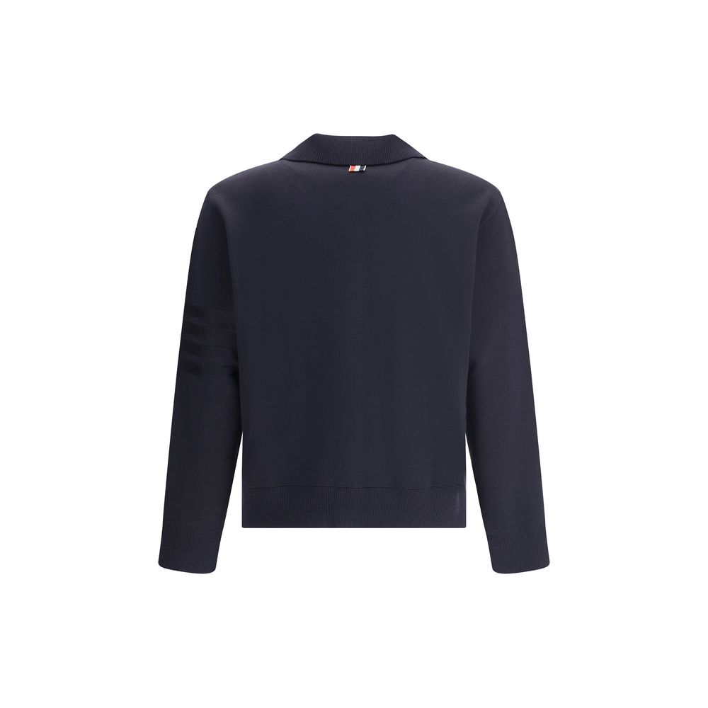Thom Browne Blauer Fleece-Wollcardigan