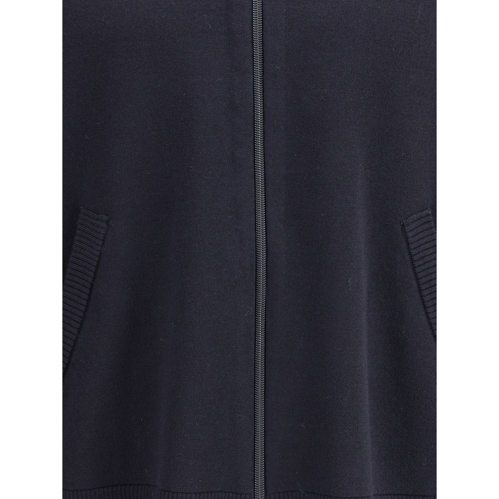 Thom Browne Blauer Fleece-Wollcardigan