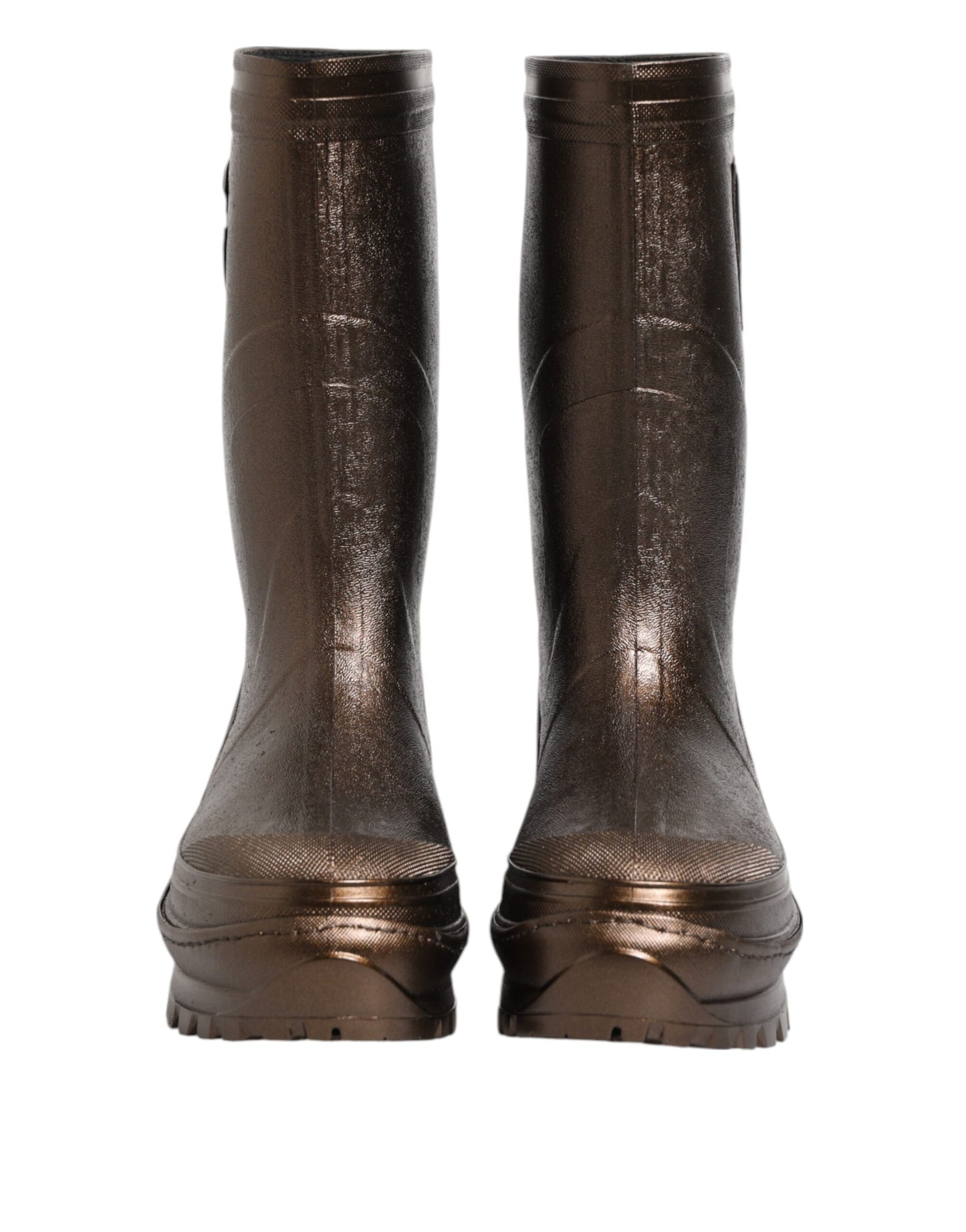 Dolce & Gabbana Metallic Bronze Pull On Regen Stiefel Schuhe