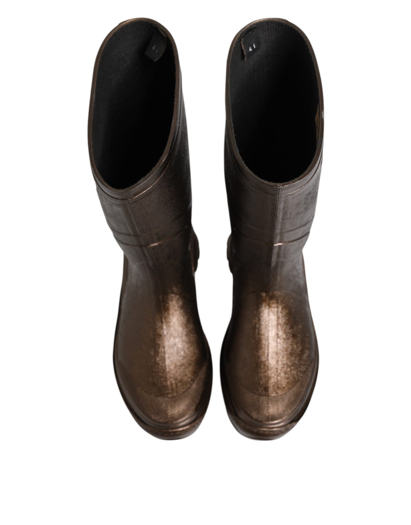 Dolce & Gabbana Metallic Bronze Pull On Regen Stiefel Schuhe
