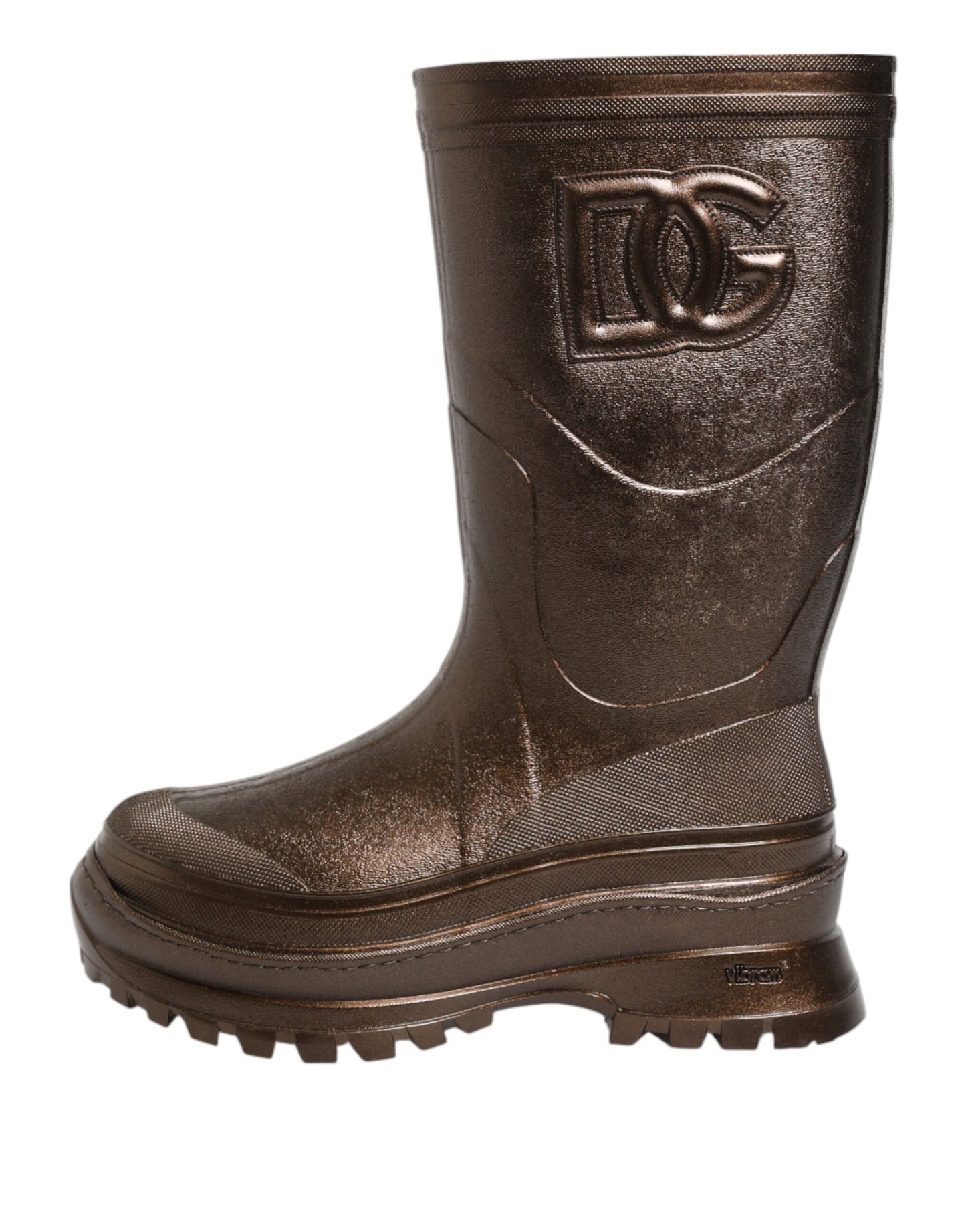 Dolce & Gabbana Metallic Bronze Pull On Regen Stiefel Schuhe