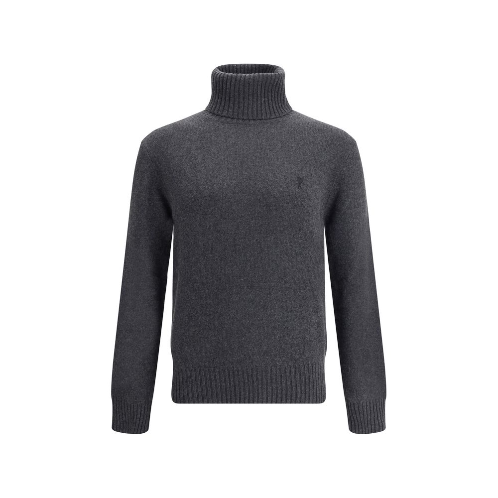 Ami Paris Eleganter Kaschmir-Rollkragenpullover in Grau