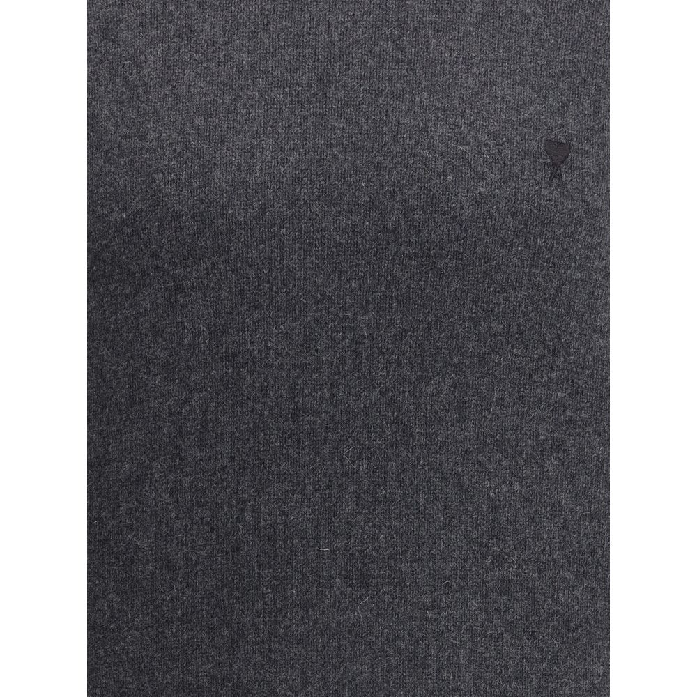 Ami Paris Eleganter Kaschmir-Rollkragenpullover in Grau