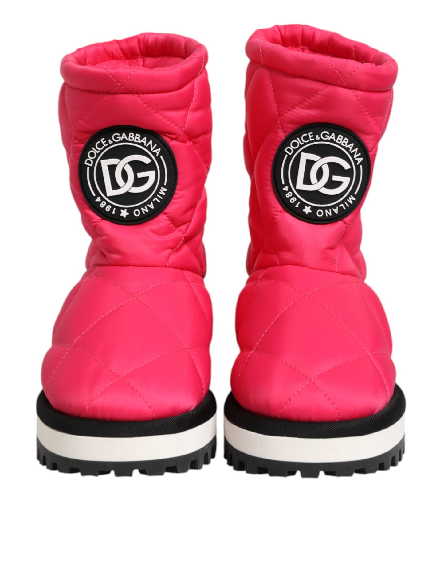 Dolce & Gabbana Rosa Weiß Viskose Gepolsterte Mittlere Wadenstiefel Schuhe