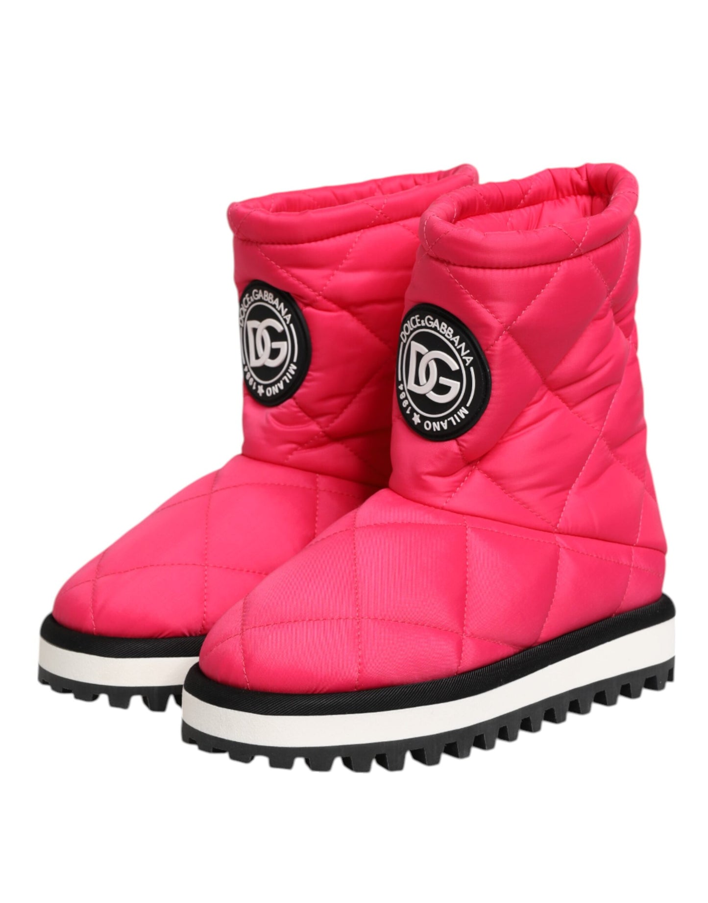 Dolce & Gabbana Rosa Weiß Viskose Gepolsterte Mittlere Wadenstiefel Schuhe