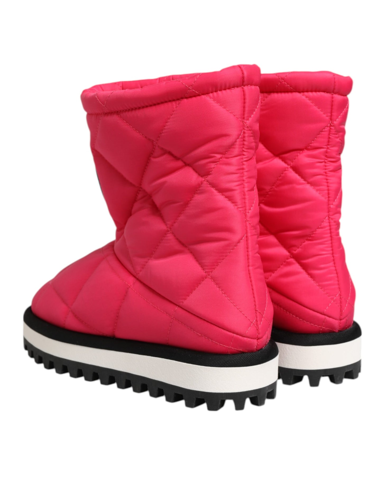 Dolce & Gabbana Rosa Weiß Viskose Gepolsterte Mittlere Wadenstiefel Schuhe