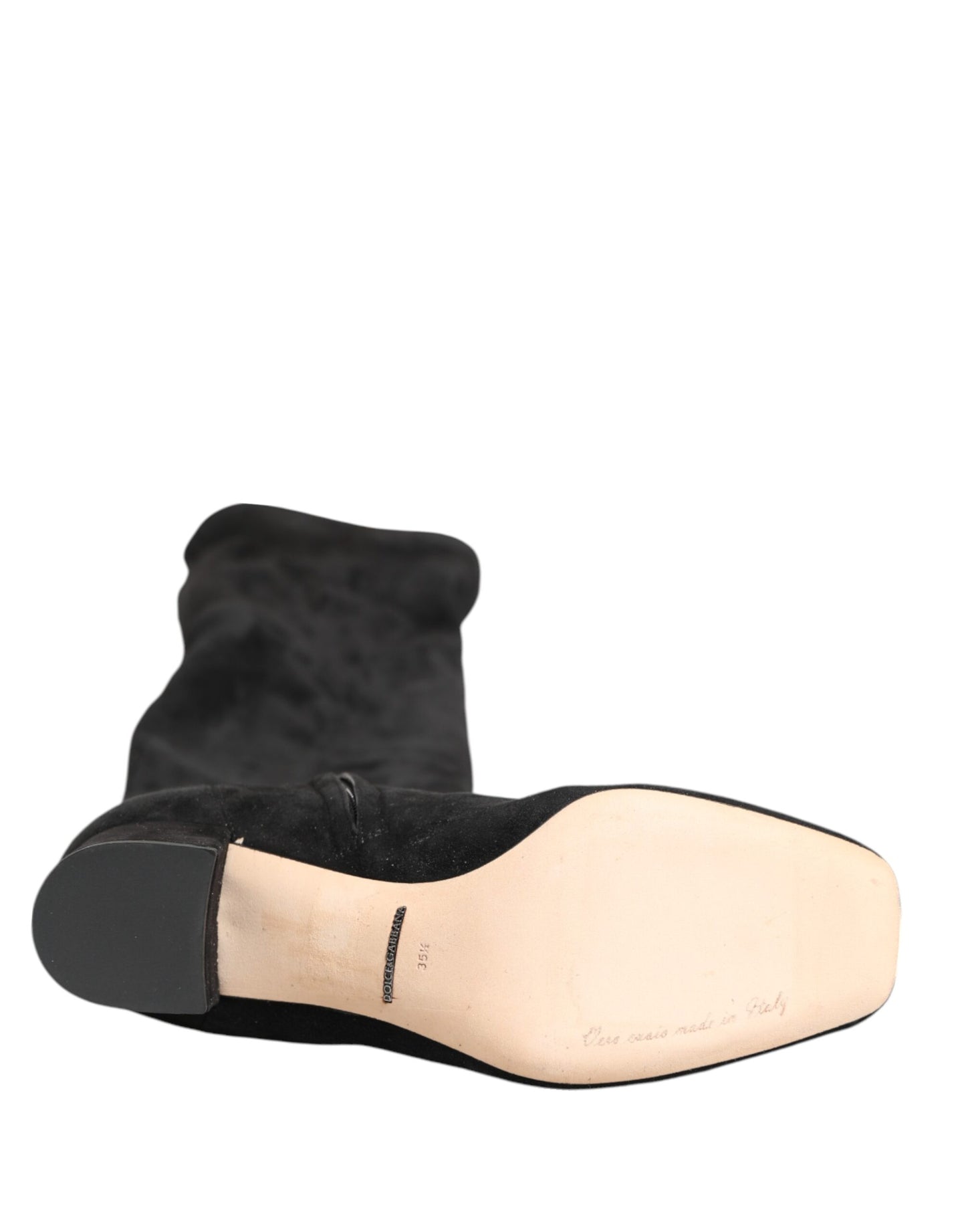 Dolce & Gabbana Schwarze kniehohe Stiefel aus Wildleder Schuhe