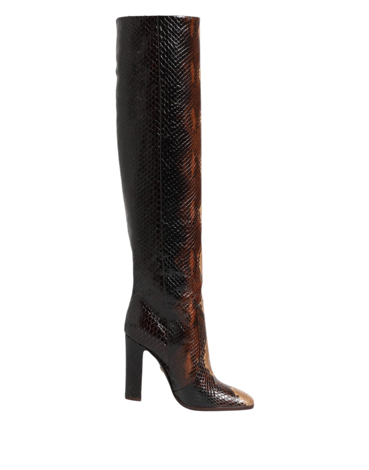 Dolce & Gabbana Braun Python Schlangenhaut Druck Reiten Stiefel Schuhe