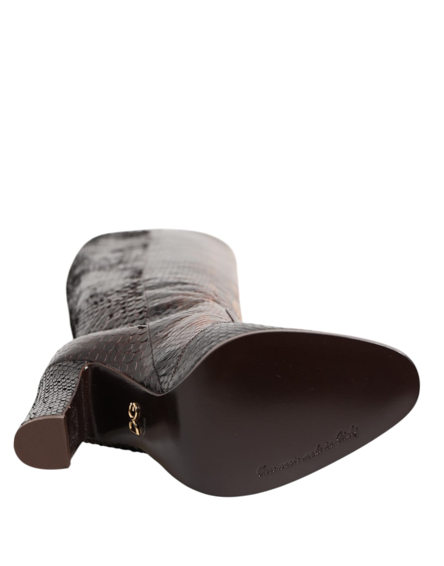 Dolce & Gabbana Braun Python Schlangenhaut Druck Reiten Stiefel Schuhe