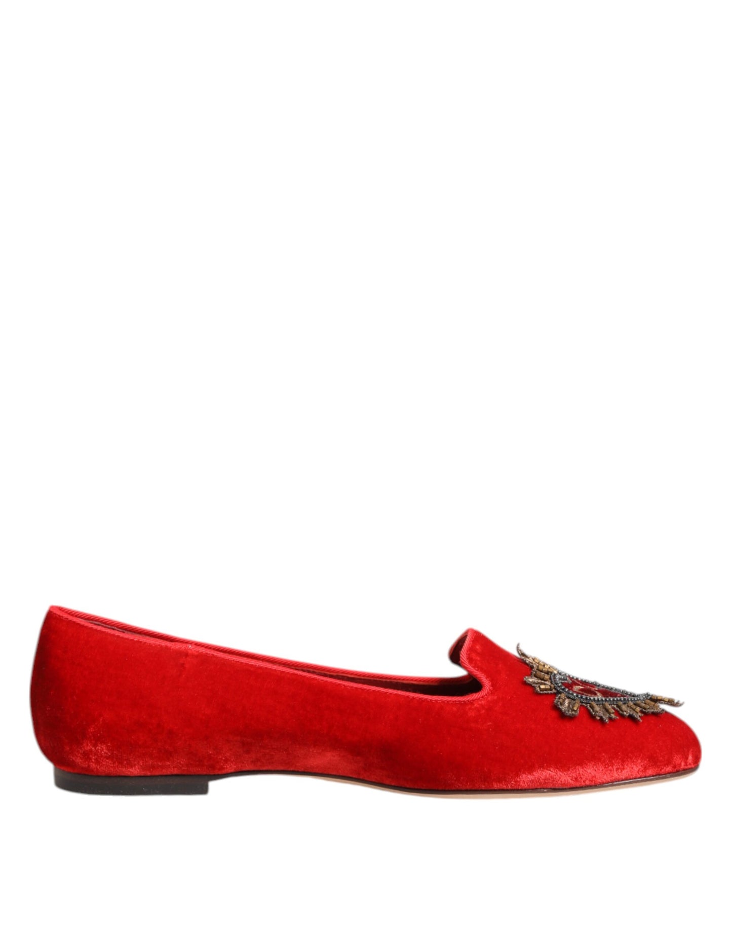 Dolce & Gabbana Rote Samt DG Herz Loafers Flache Schuhe