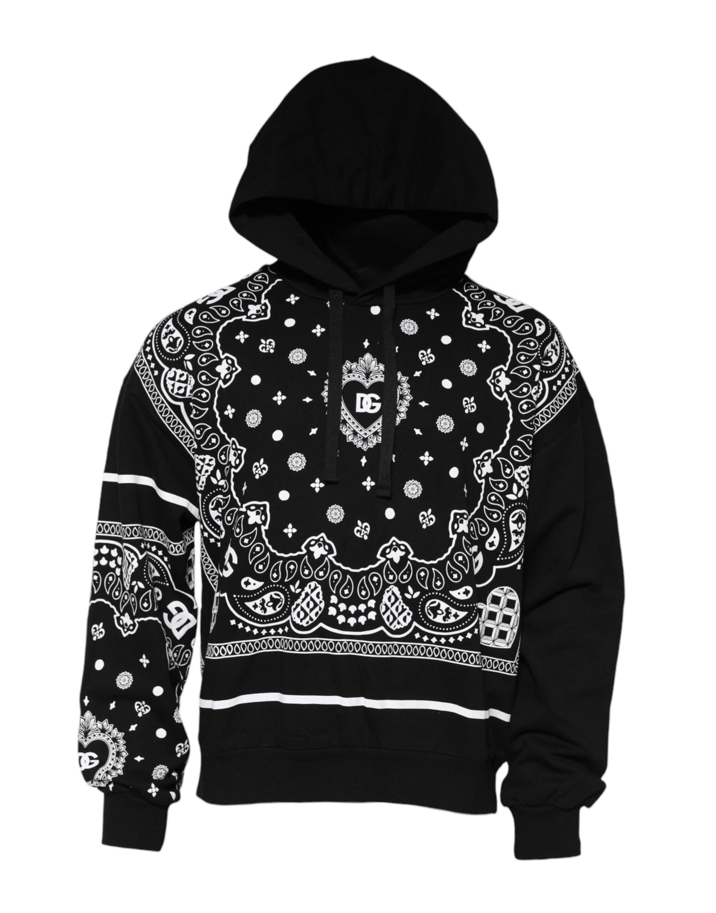 Dolce & Gabbana Schwarzes Bandana Kapuzen-Sweatshirt für Männer Pullover
