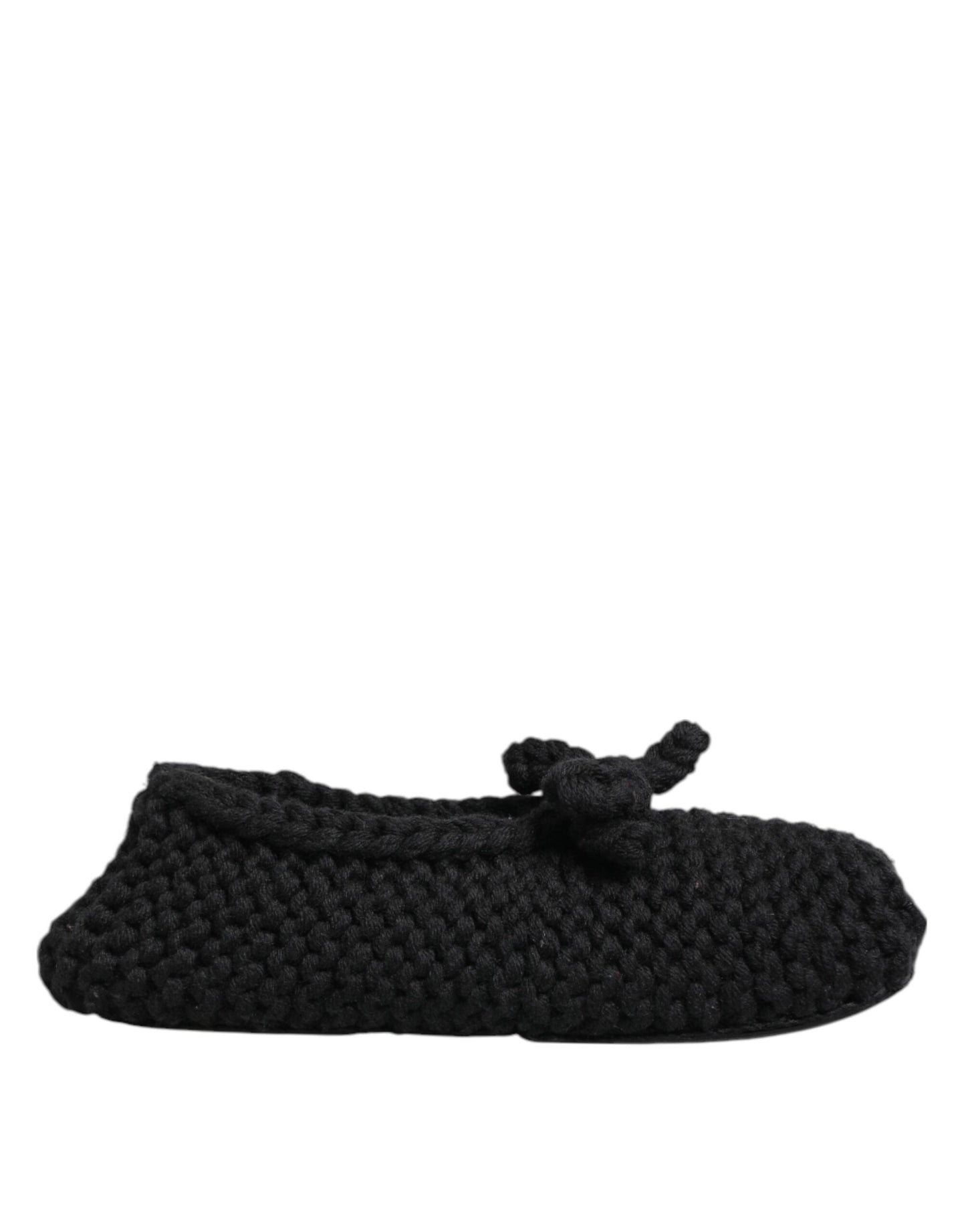 Dolce & Gabbana Schwarz Wolle stricken Slip On Ballerina Flats Schuhe