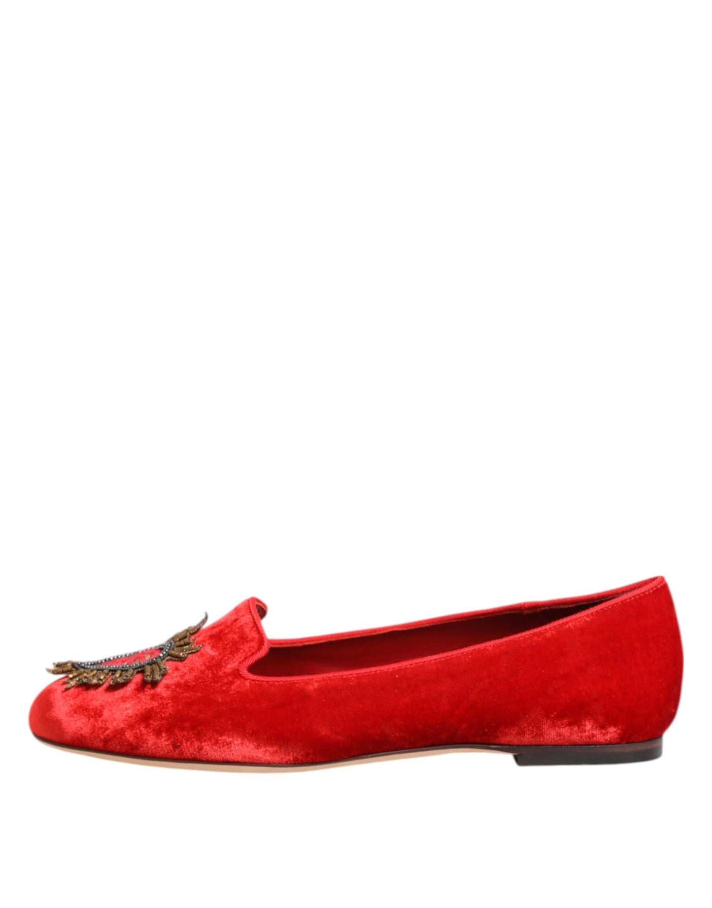 Dolce & Gabbana Rot Samt DG Herz Loafers Flats Schuhe