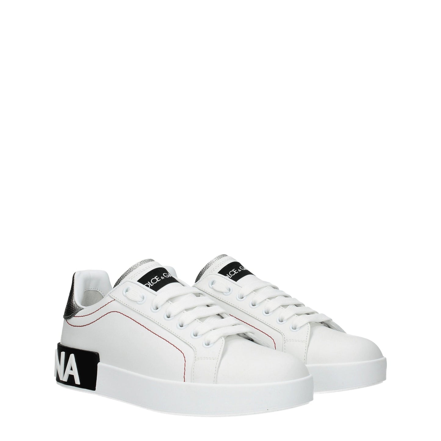 Dolce & Gabbana Weiße Sneakers aus Leder mit niedrigem Schaft