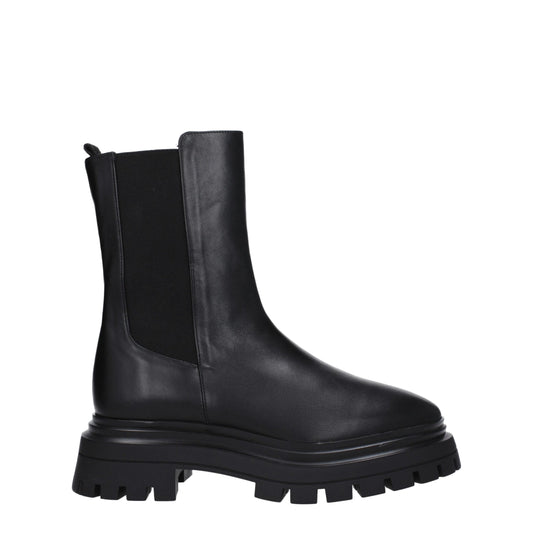 Stuart Weitzman Schwarze Lederstiefeletten