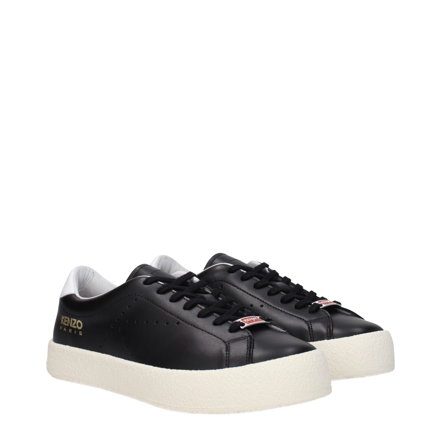 Kenzo Schwarze Leder-Sneaker mit niedrigem Schaft