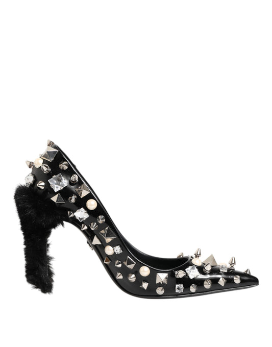 Dolce & Gabbana Schwarz Kristalle Nieten Stiletto Pumps Schuhe