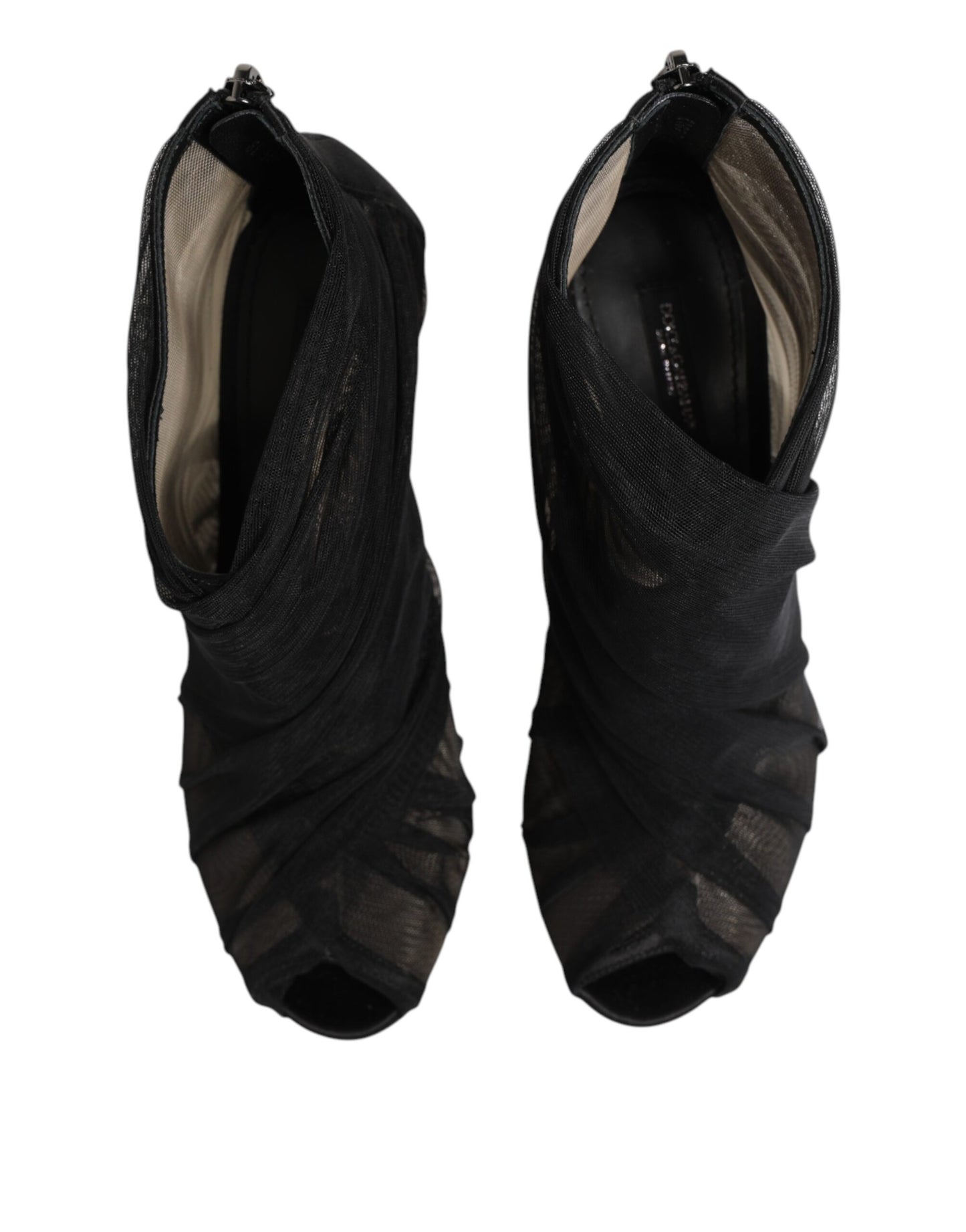 Dolce & Gabbana Schwarz Mesh Stiletto Heels Stiefelette Schuhe