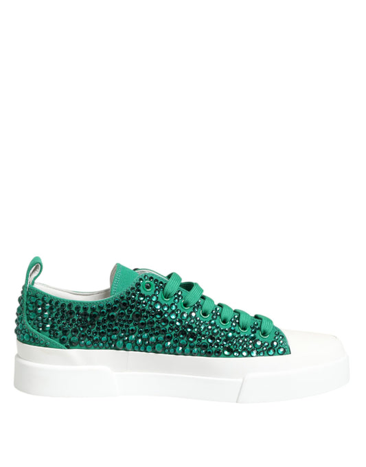 Dolce & Gabbana Grün Portofino Crystal DG Logo Sneakers Schuhe