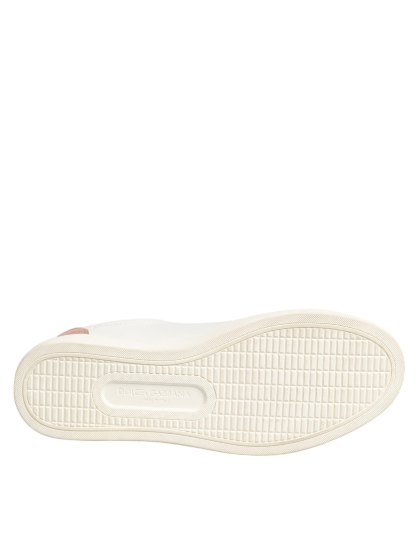 Dolce & Gabbana Weiß Rosa Leder Low Top Turnschuhe Schuhe