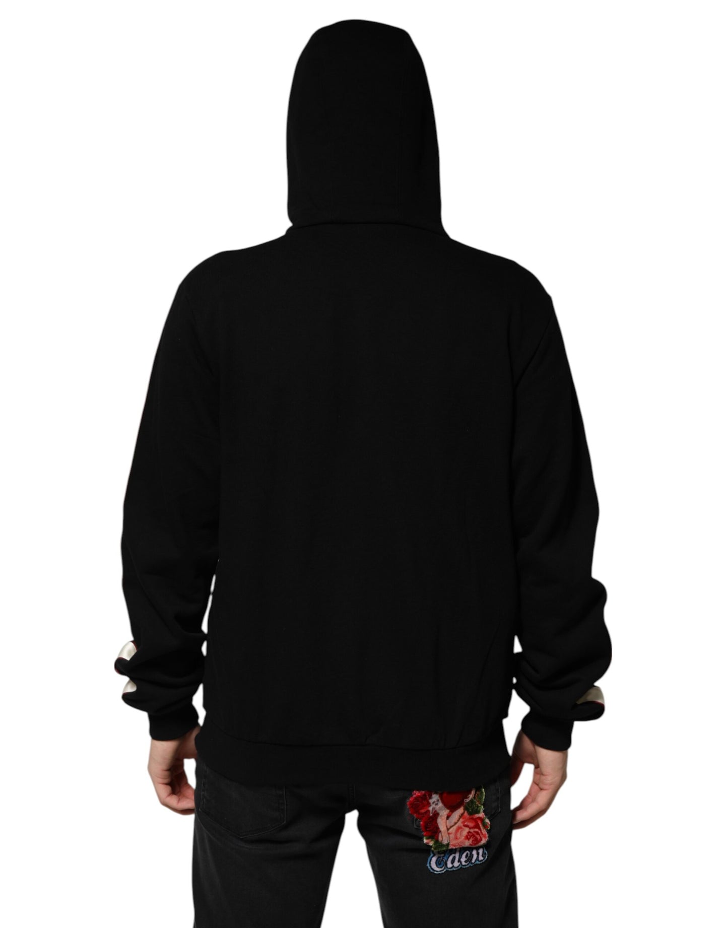 Dolce & Gabbana Schwarze Baumwollplakette Track Cardigan Pullover