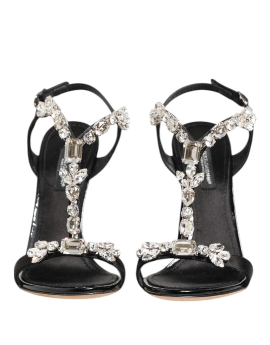 Dolce & Gabbana Schwarz Keira Crystals Heels Sandalen Schuhe
