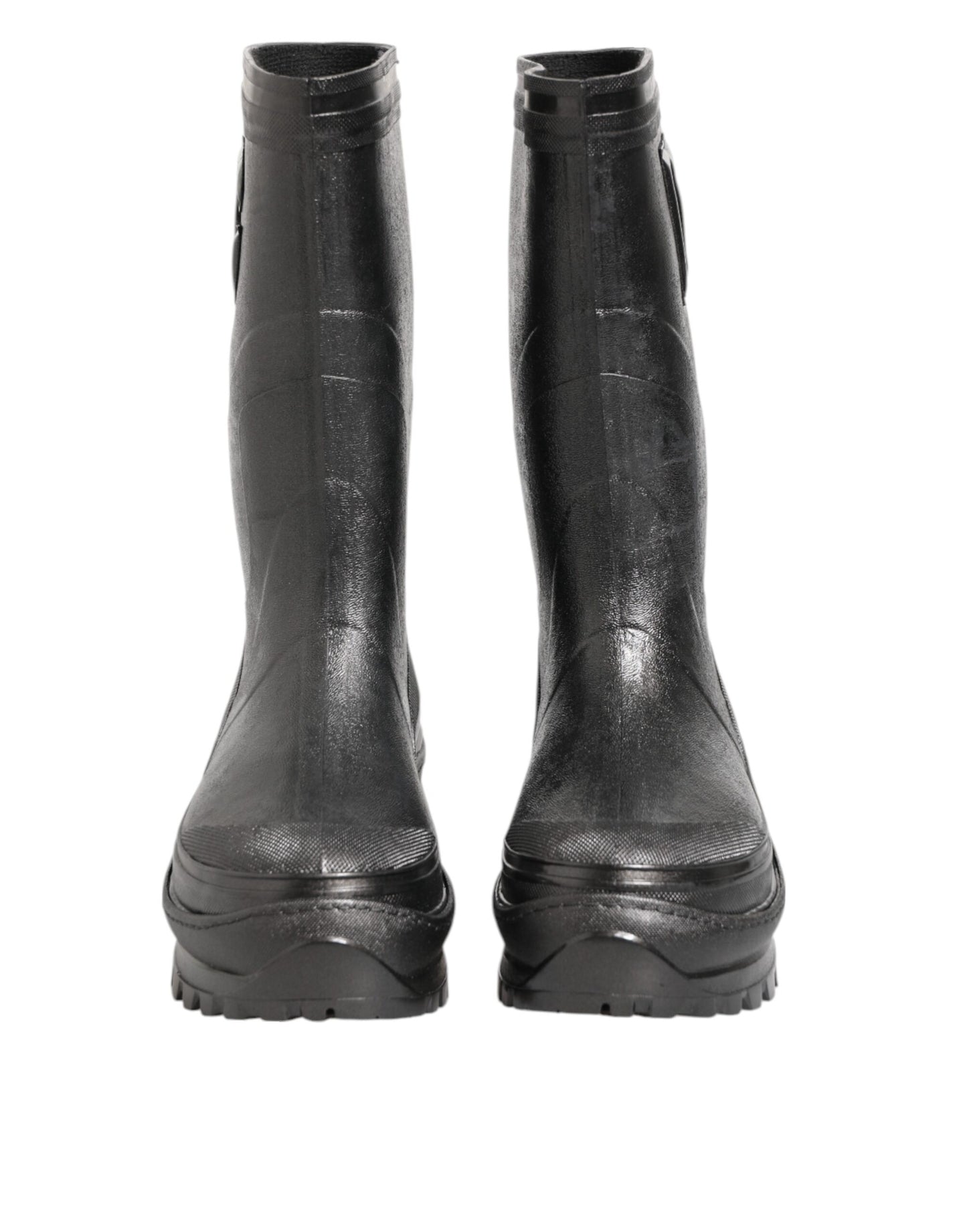 Dolce & Gabbana Metallic Schwarz Pull On Regen Stiefel Männer Schuhe