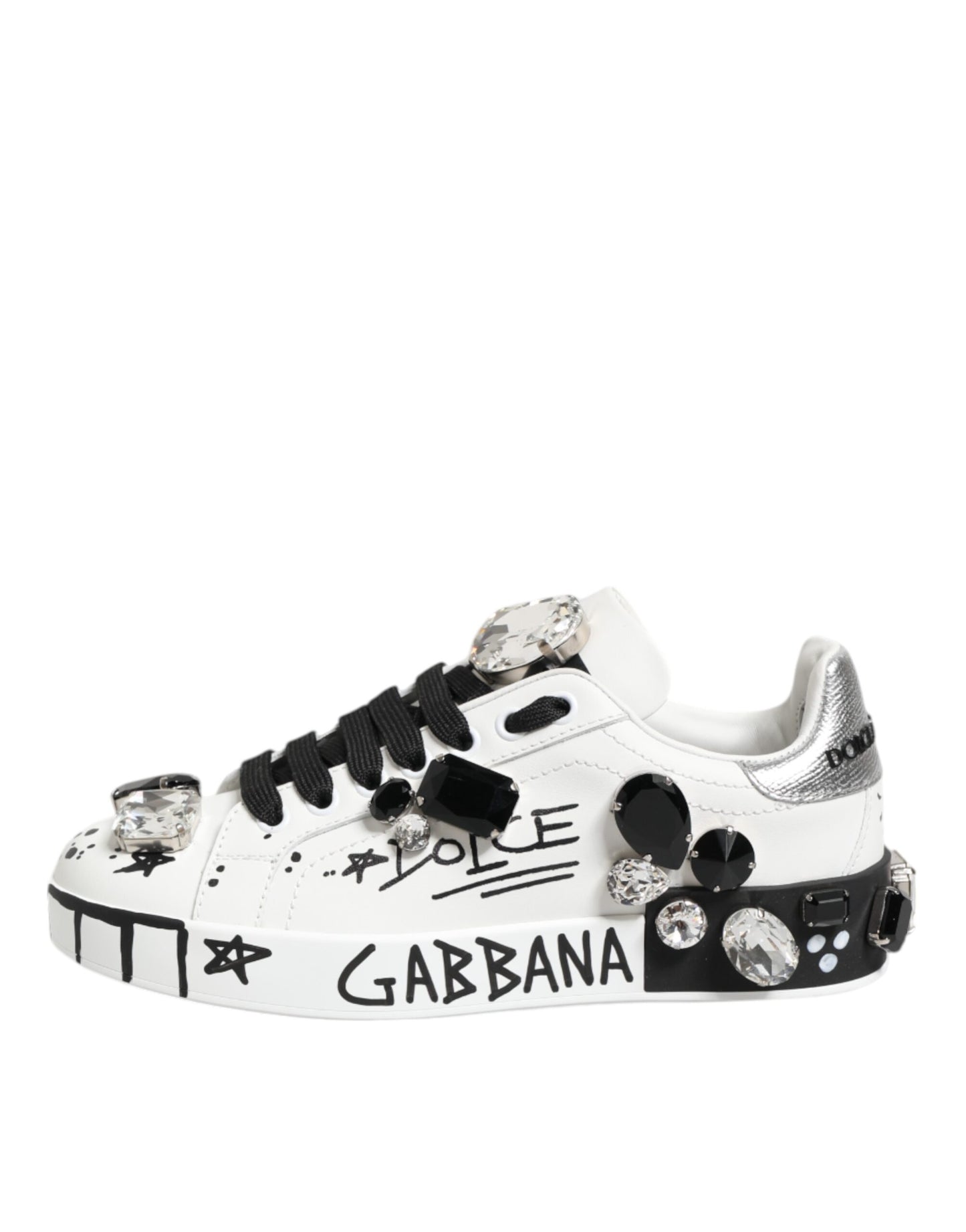Dolce & Gabbana Weiß Portofino Kristall Turnschuhe Schuhe