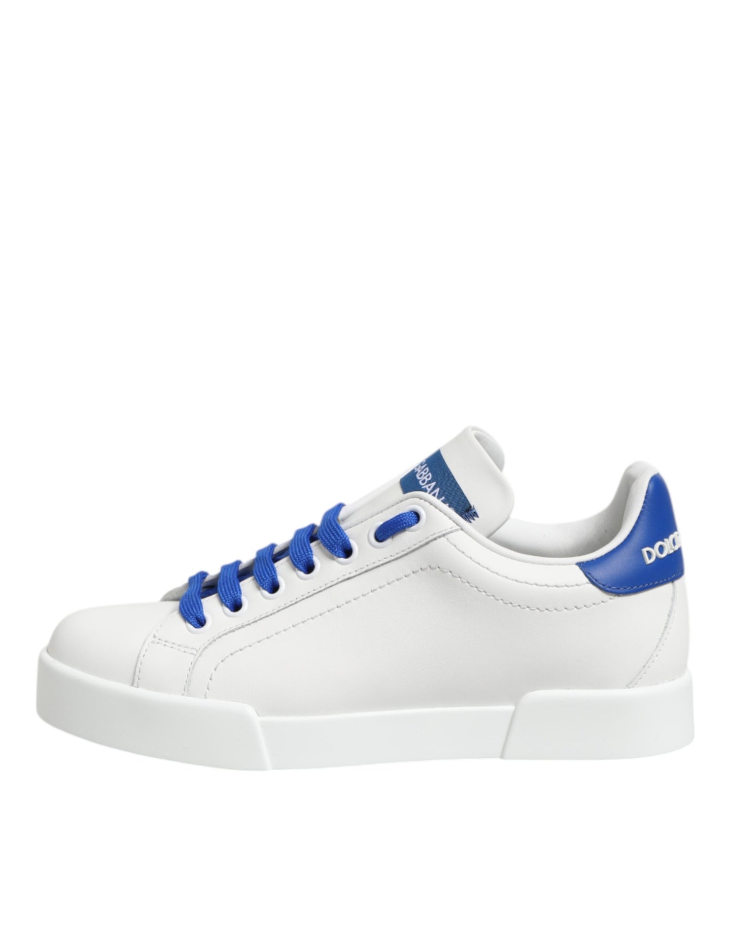 Dolce & Gabbana Weiß Blau Leder Low Top Turnschuhe Schuhe