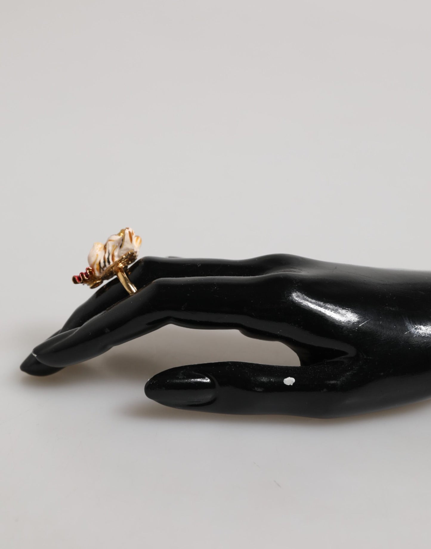 Dolce & Gabbana Gold Messing Harz Beige Hund Haustier Accessoire Ring