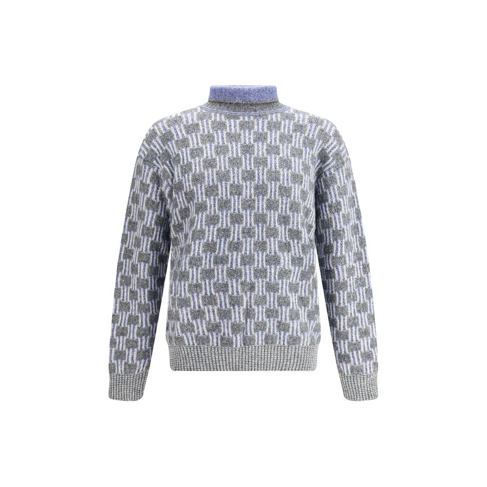 Giorgio Armani Hellblauer Baumwollrollkragenpullover
