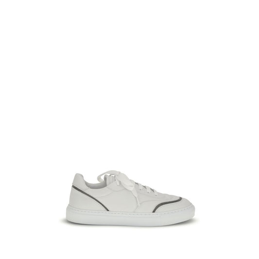 Brunello Cucinelli Weiße Kalbshaut Bos Taurus Sneakers mit niedrigem Schaft