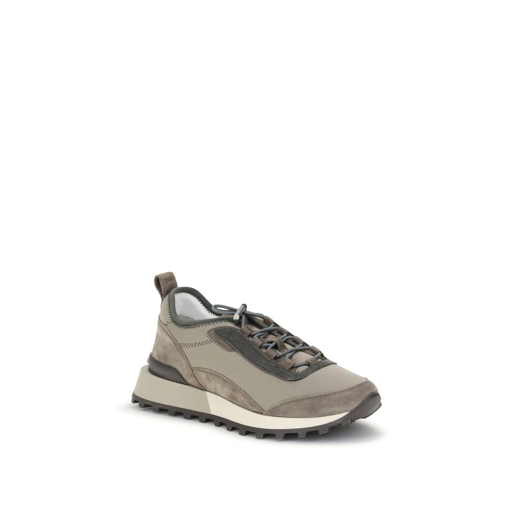 Brunello Cucinelli Braune Leder-Sneaker im sportlichen Stil