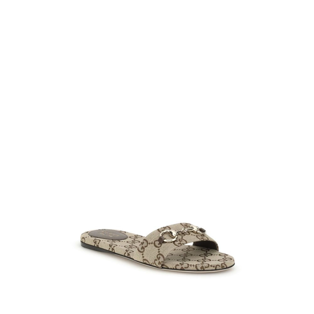 Gucci Beigefarbene Baumwoll-Sandalen