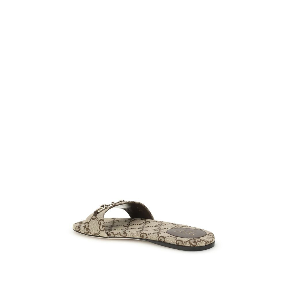 Gucci Beigefarbene Baumwoll-Sandalen