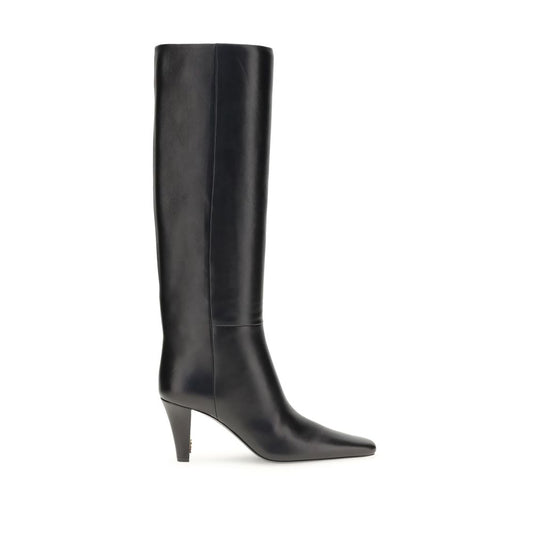 Saint Laurent Schwarze Lederstiefel mit hohem Absatz