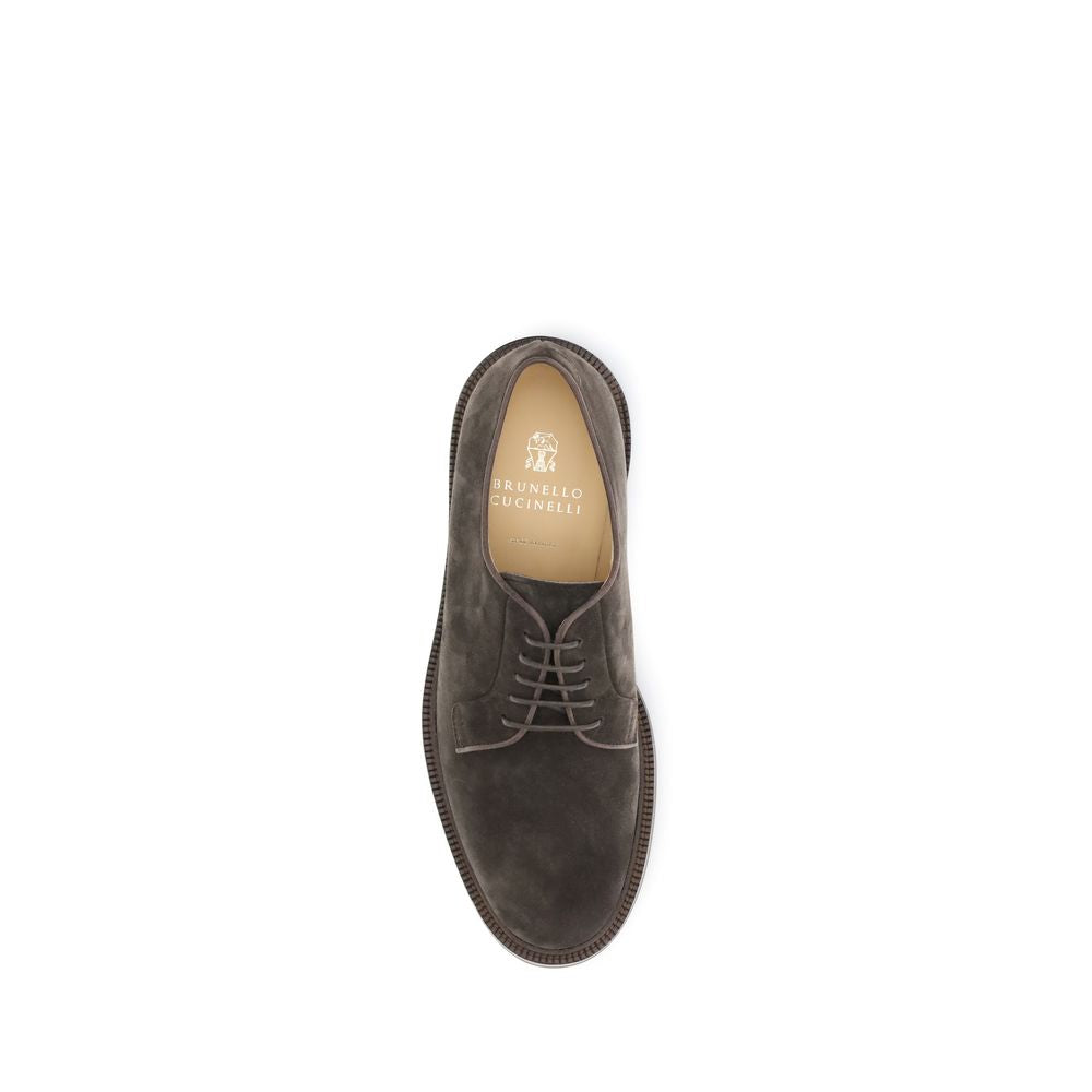 Brunello Cucinelli Braune Kalbsleder Bos Taurus Oxford- und Derbyschuhe