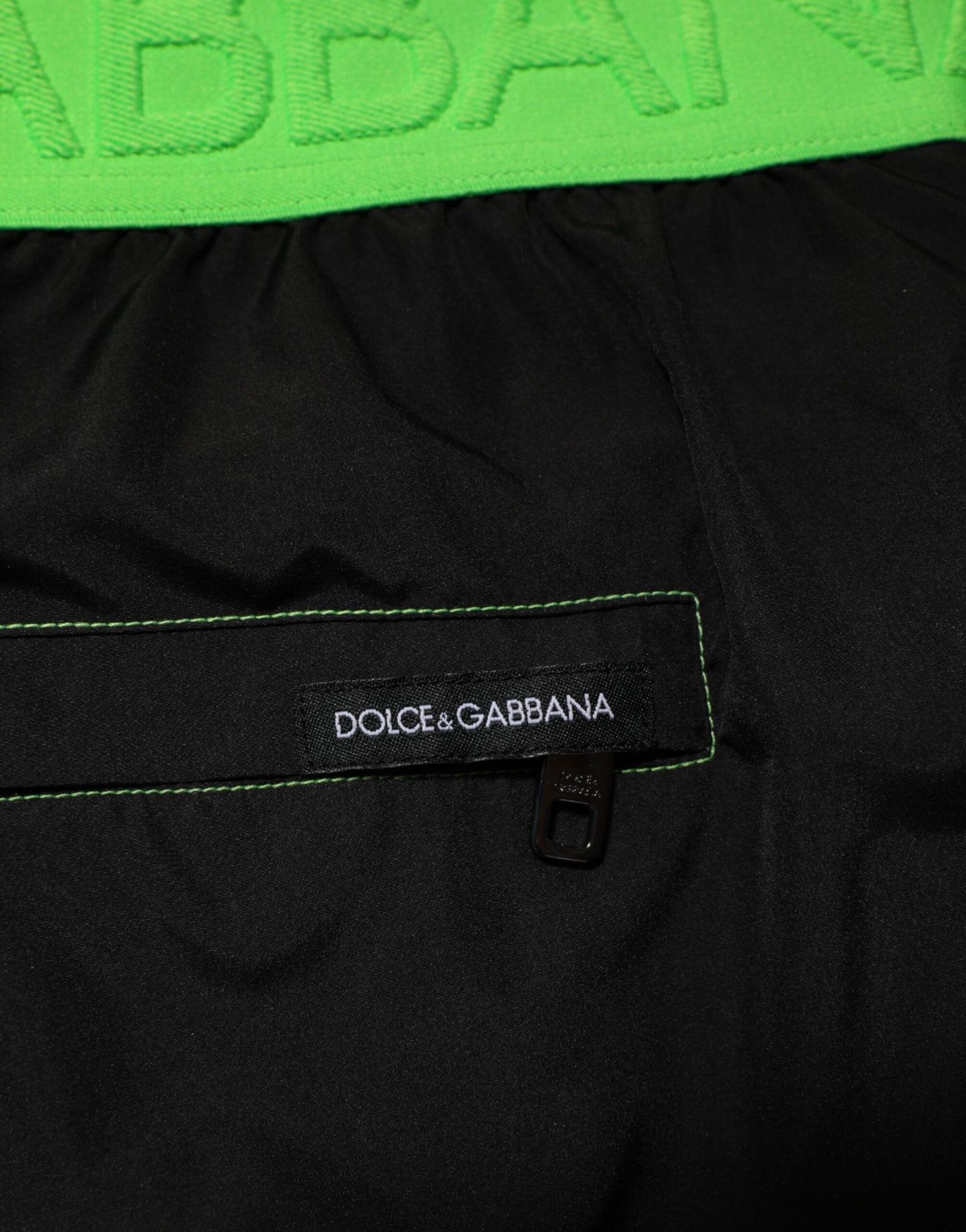 Dolce & Gabbana Schwarz Grün Logo Bund Bademode Kurze Bademode