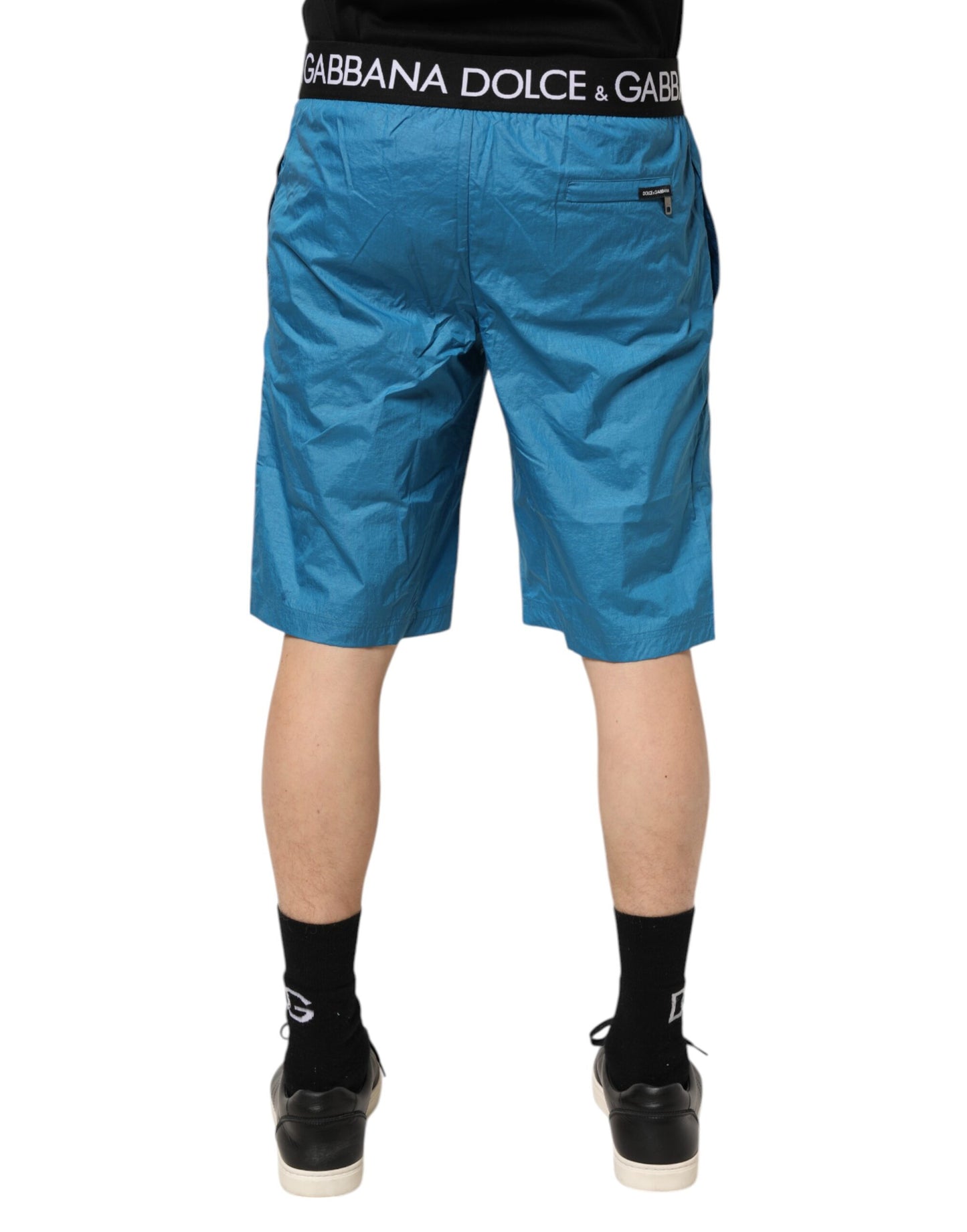 Dolce & Gabbana Blaue Logo-Bund Badehose Shorts Bademode