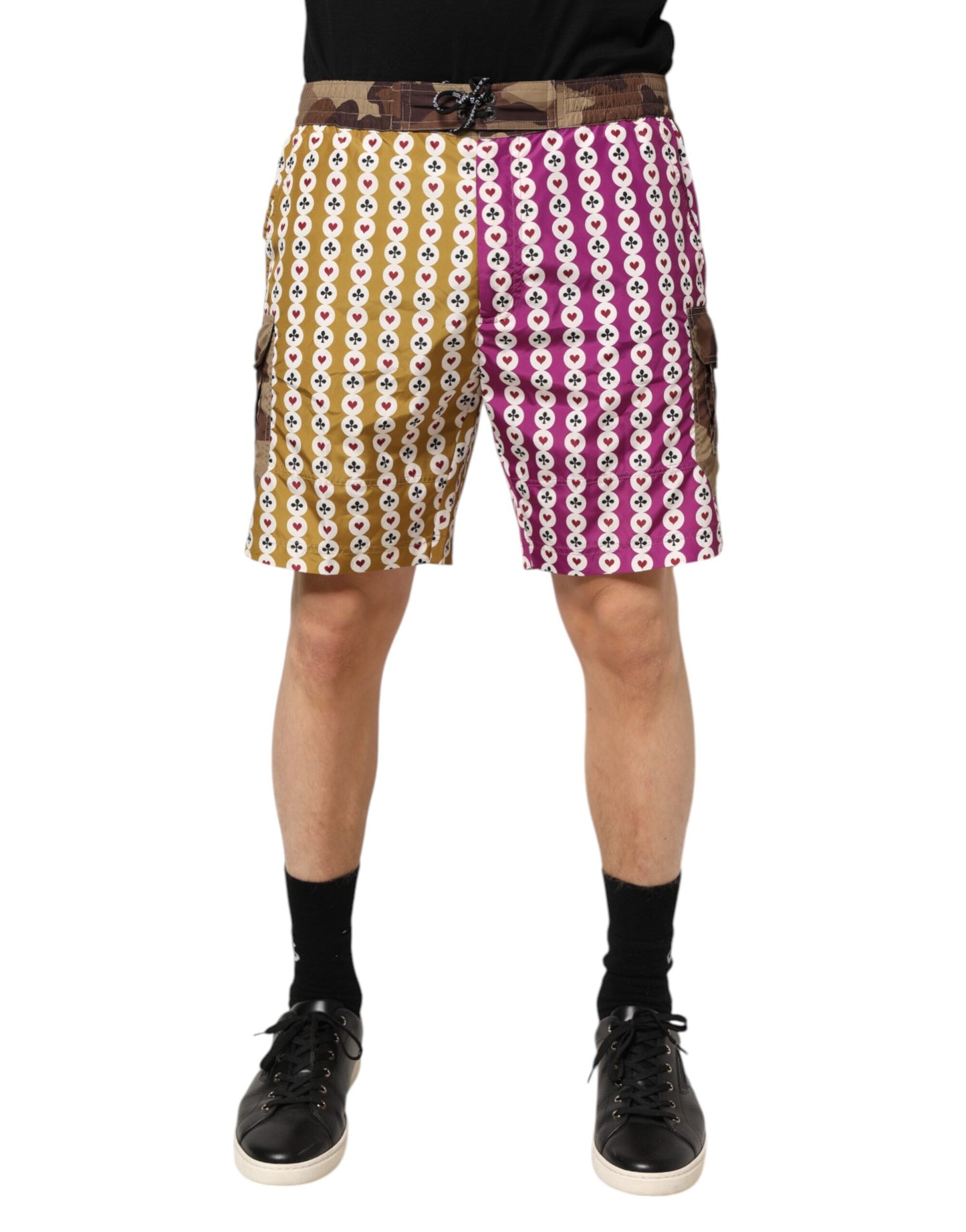 Dolce & Gabbana Multicolor Spielkarte Camouflage Shorts Bademode