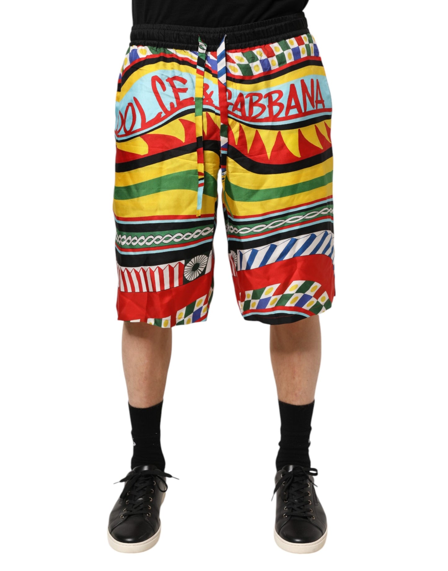 Dolce & Gabbana Multicolor Sizilianische Carretto Shorts Bademode