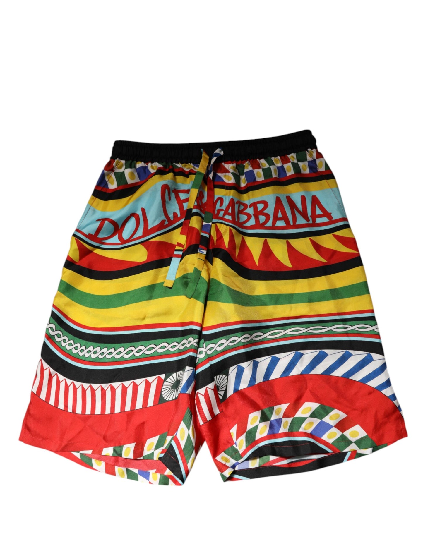 Dolce & Gabbana Multicolor Sizilianische Carretto Shorts Bademode
