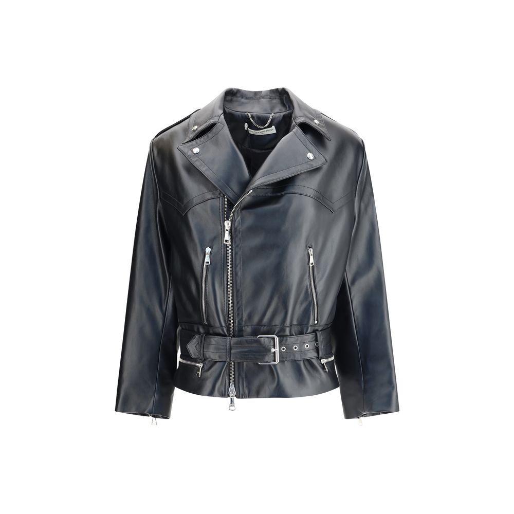 Alessandra Rich Schwarze Lederjacke im Biker-Stil