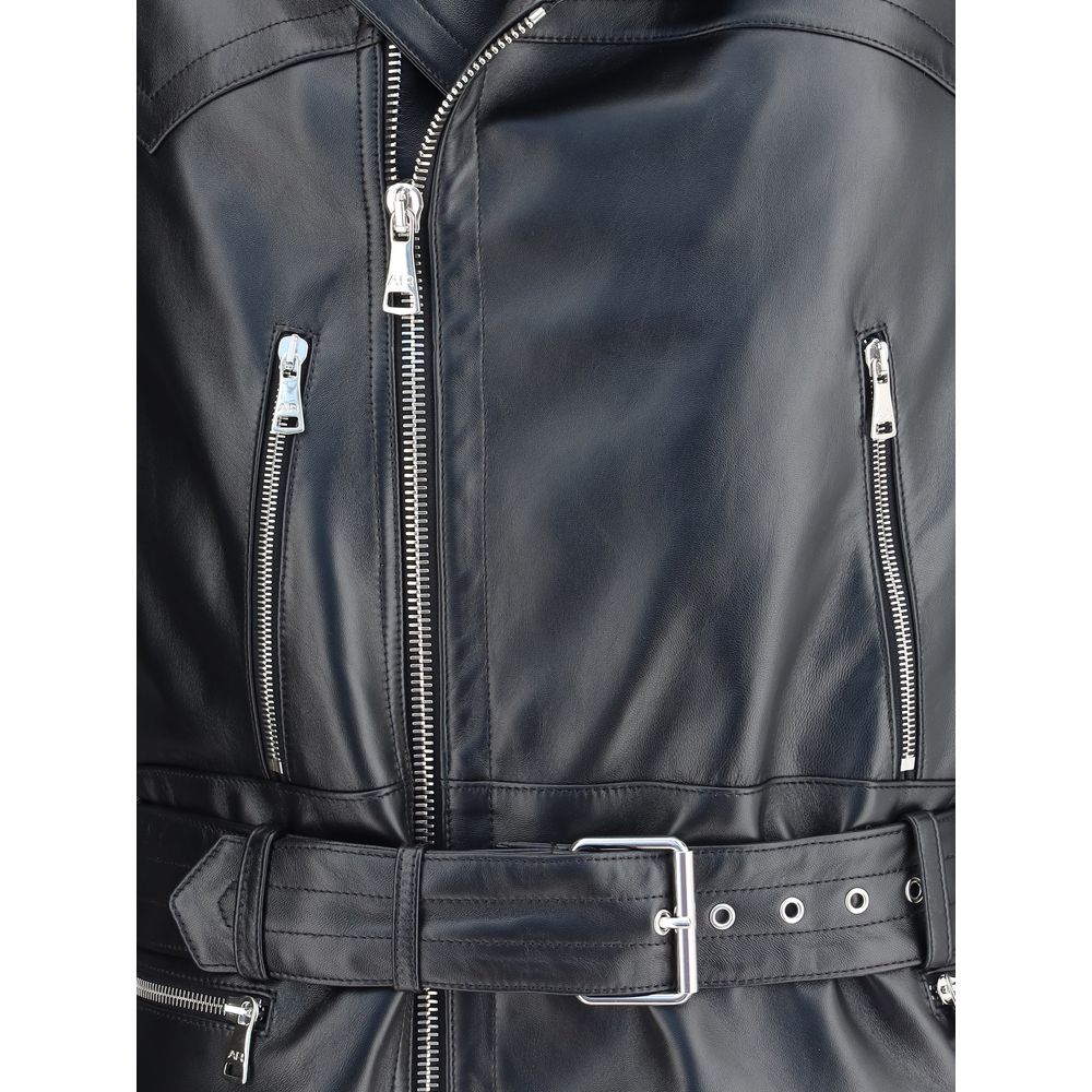 Alessandra Rich Schwarze Lederjacke im Biker-Stil