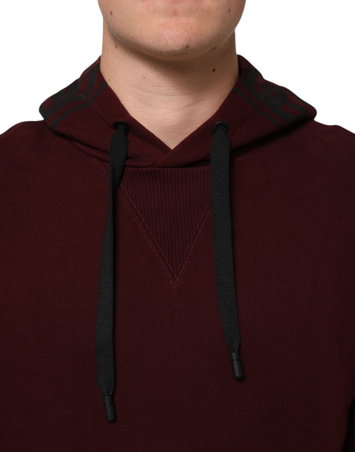 Dolce & Gabbana Burgundy Cotton Plaid gefüttert Männer Hoodie Pullover